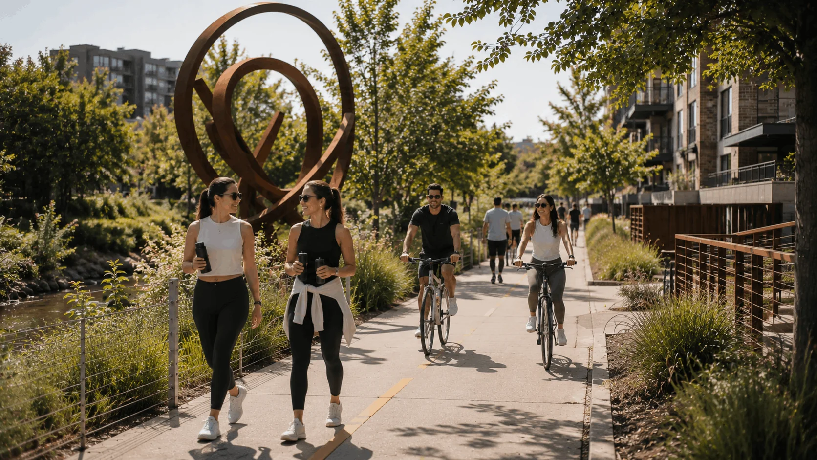 People biking and walking during outdoor activities in Southtown San Antonio